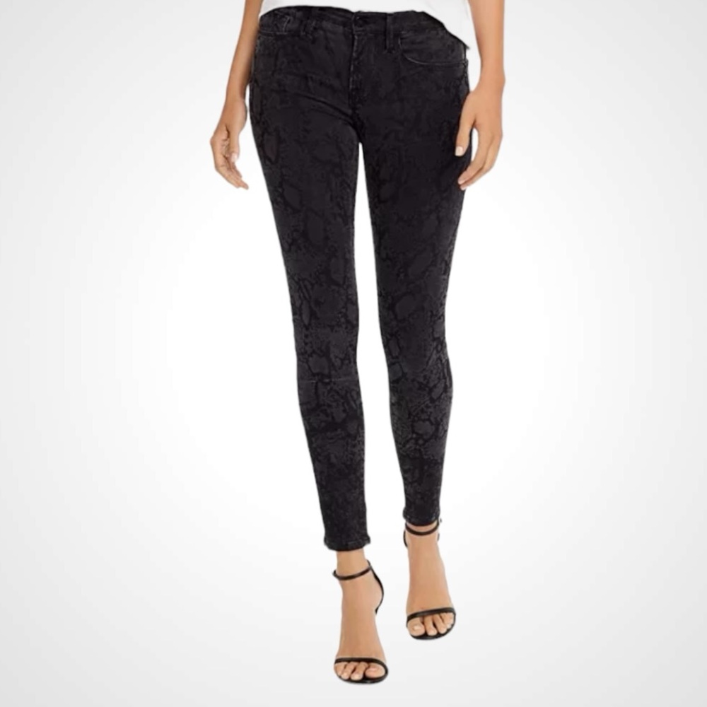Frame Denim Dark Grey/ Black Le Skinny de Jeanne Mid Rise Crop Python Size 29